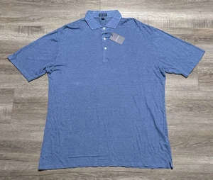 Peter Millar Crown Crafted Polo Mens Large Greystone Blue 100% Linen NEW $180 - Imagen 1 de 8