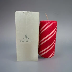 Partylite Zuckerstange rot & weiß 6” x 3” Stumpenkerze C36901 Neu geöffnete Verpackung - Bild 1 von 7