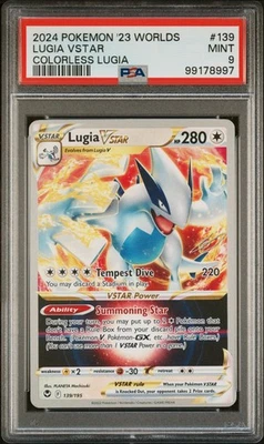 PSA 9 NON HOLO LUGIA VSTAR #139 - 2024 Pokemon '23 Worlds Deck - Image 1 of 2
