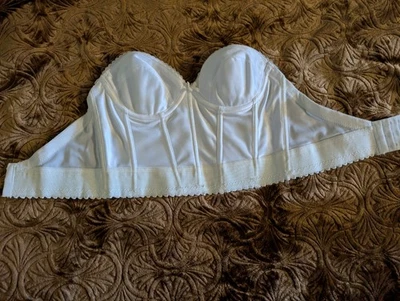 Top espartilho bustier vintage, marfim, desossa, 34B, exterior acetinado - Imagem 1 de 4