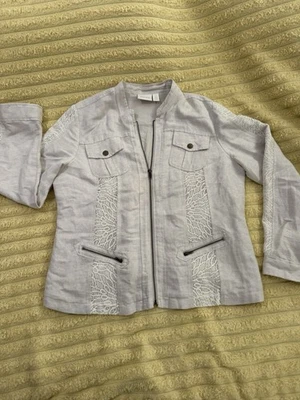 Women’s Chico’s Oatmeal Cream Elegant Lace Jacket Blazer Size 2 2x - Image 1 of 4