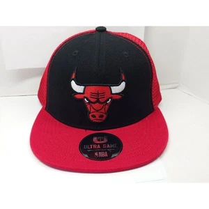 Chicago Bulls NBA Sombrero Para Hombres Snapback Ajustable Ultra Juego Rojo y Negro Malla Espalda - Imagen 1 de 5