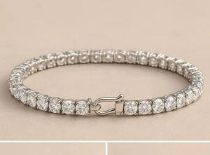 Moissanite Tennis Bracelet Solid 14K White Gold 7 CT Round Cut VVS1 - Picture 1 of 1