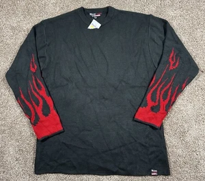Vintage Lost Enterprises Pullover Herren Große L Flammen Skater Biker Y2K Wolle NEU - Bild 1 von 11