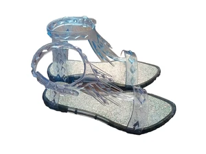 Disney Frozen Girls Blue Silver Sparkly Jelly Gladiator Sandals 7" sz 11.5 NWOT - Picture 1 of 7