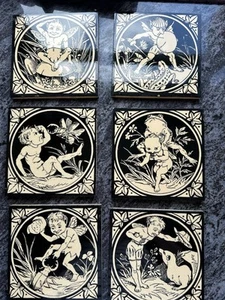 Minton Elfin Original Tiles Set Of 6 Collectors Mint Condition - Picture 1 of 12