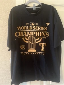 MLB 2023 World Series Champions Texas Rangers Black Short Sleeve Size 2XL - Picture 1 of 3