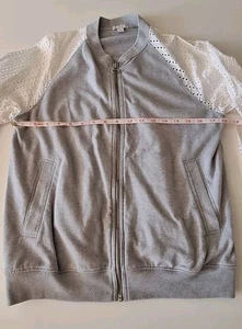 Gap Jumper Womens Medium Grey White Cotton Full Zip Used - Picture 1 of 11
