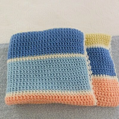 Manta afgana tejida vintage hecha a mano con patrón de rayas 38" x 62" Foto 1 de 4