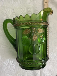 Northwood Emerald Cherry/Peach Pitcher c1912 - Picture 1 of 4