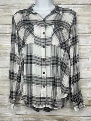 Camisa a Cuadros Marca Lucky Mantequilla Franela Suave Abotonada Mangas Enrollables Mujer Pequeña Foto 1 de 4