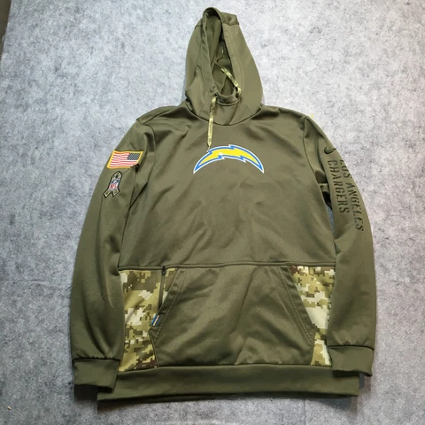 Nike Los Angeles Chargers Salute to Service Hoodie Mens Large L Green Military Cover