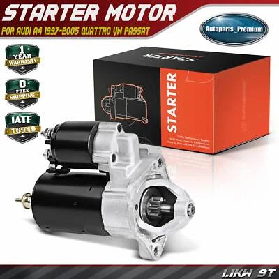 New Starter Motor for Audi 80 90 A4 1997-2005 Volkswagen Passat 1.1kW/12 V CW 9T - Image 1 of 4