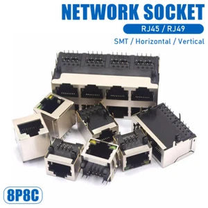 RJ45 Ethernet Connector Socket 8P8C SMT PCB Mount Network Adapter Metal Plastic - Picture 1 of 31