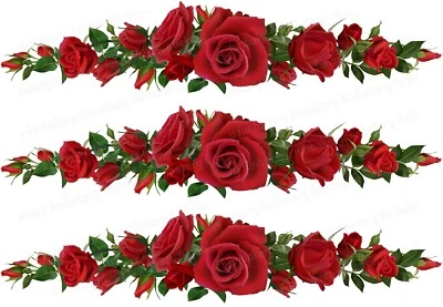Blumen Rosen Tortenband Bordüre Bild Party Deko Geburtstag Girlande essbar rot - Bild 1 von 4