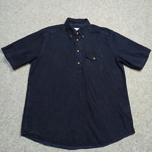 Camisa de mezclilla ETON para hombre talla L 42 16,5 calce ajustado índigo azul oscuro pantalones de mezclilla con botones - Imagen 1 de 12