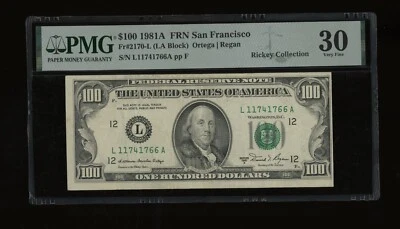 DBR 1981-A $100 San Francisco Fr. 2170-L PMG 30 Serial L11741766A - Image 1 of 2