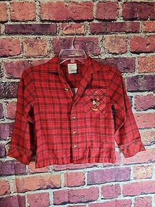 Disney Store Mickey Mouse Red Plaid Pajama Top Winter Christmas Holiday Sz S C70 - Picture 1 of 10