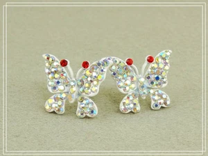 Nuevos Pendientes Mariposa Blanca Diseño Elegante con Cristal Swar - Imagen 1 de 1