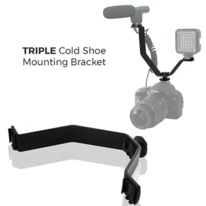 6" Photo Studio Flash Bracket Aluminum V-shape Triple 3 Cold Shoe Mounting New - Picture 1 of 5