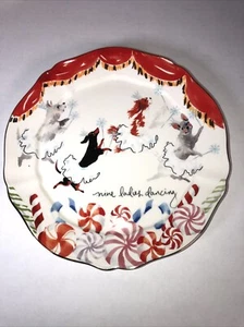 Plato Anthropologie Inslee Fariss 12 Días de Navidad 9 Damas Bailando - Imagen 1 de 4