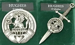 Hughes O' hAodha Clan irlandese Distintivo in peltro o spilla spada - Foto 1 di 3