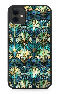 Stained Glass Peacock Feathers Design Rubber Phone Case Peacocks Look Style CC95 - Image 1 of 2