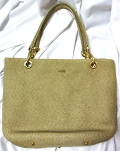 Eric Javits Tan Brown Woven Squishee Shoulder Bag w/Gold Hardware D1-27 VGUC - Picture 1 of 13