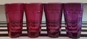 4 PASABAHCE HIGHBALL TUMBLERS 2 RASPBERRY PINK 2 AMETHYST 5.5 INCH HOLDS 10 OZS - Picture 1 of 7