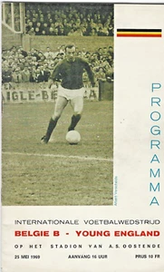BÉLGICA 'B' V JOVEN INGLATERRA ~ 25 MAYO 1969 PROGRAMA DE FÚTBOL MUY BUEN ESTADO - Imagen 1 de 3