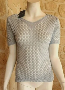 Tee-shirt ajouré bleu ciel neuf Talia Benson taille unique (sm3) - Imagen 1 de 4
