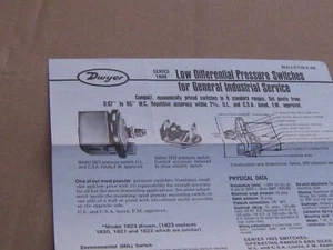 Dwyer Instruments  Inc Series 1823 Differential Pressure Switches  Bullletin E - Picture 1 of 1