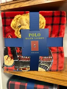 🔥New Polo Ralph Lauren Holiday Polo Bear Red Fleece Throw Blanket 50 X 70🔥 - Picture 1 of 3