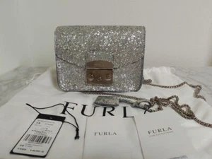 FURLA Umhängetasche Silber Glitzer Metropolis Kette - Bild 1 von 9
