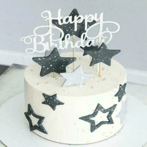 Topper de pastel de feliz cumpleaños plateado diseños brillantes Reino Unido - Imagen 1 de 1