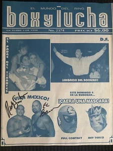 CAJA FIRMADA Y REVISTA LUCHA! BARRIO BROTHERS! ¡ASESINO CUBANO! WCW! EMLL! - Imagen 1 de 2