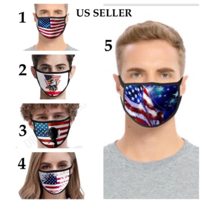 American Flag FACE MASK Reusable Washable Unisex Face Cover USA Seller - Image 1 of 4