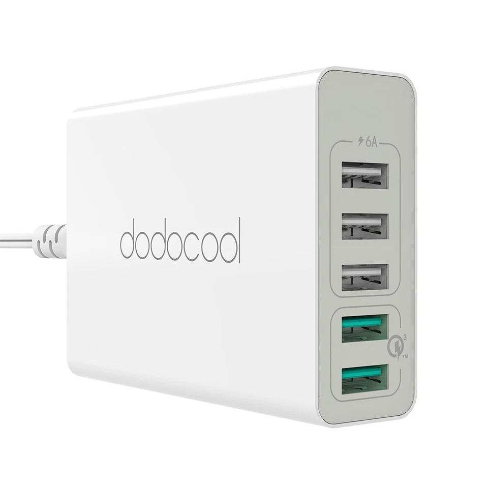 dodocool USB Charger 5 Ports Desktop Charging Station with Dual Quick Charge 3.0 - Image 1 of 4