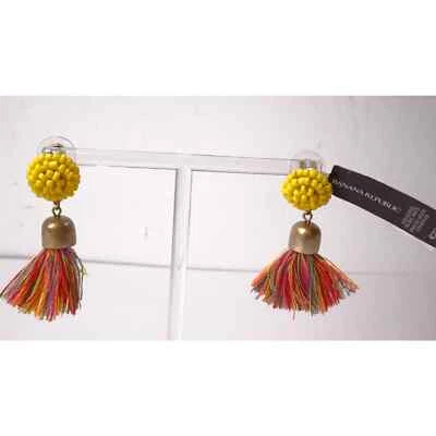 Banana Republic Women's Yellow Summer Fridays Fringe Bead Earrings NWT 35 - Image 1 of 4