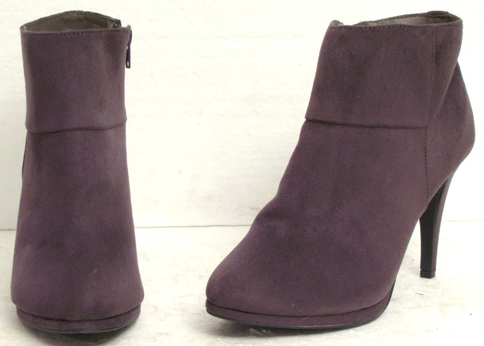 Dunkelgraue Damen Stiefelette, Wildlederoptik, High Heel - Gr. 40 - linea - Bild 1 von 4