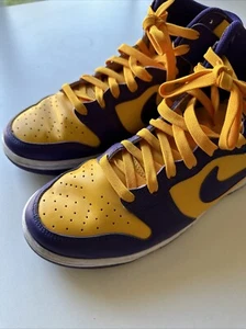 Nike Dunk High Lakers Mens Size 10 DD1399500 Purple Yellow Basketball Shoes - Picture 1 of 15