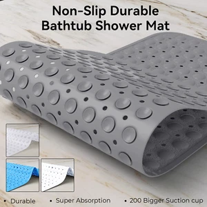 Bathtub Mats Non Slip Shower Mat Extra Long Washable Anti-Mold Shower Floor Mat - Picture 1 of 40