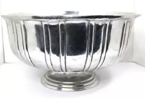 Large Vintage Pewter Aluminum Punch Bowl Centerpiece Serving Bowl 14.5"d - Picture 1 of 6