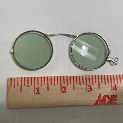 Gafas de sol vintage de principios del siglo XX verde pálido lentes de vidrio hippie CALOBAR B Foto 1 de 4