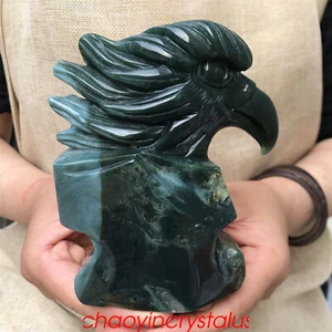 1.78LB Natural Ocnean jasper Eagle's Head Skull Quartz Crystal Hand  XK393-05-A - Picture 1 of 12