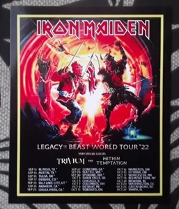 Imán promocional Iron Maiden 2022 Legacy of the Beast North America Tour con fechas     - Imagen 1 de 2