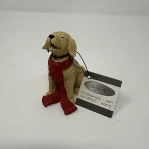 Neu mit Etikett Crossroads Figur "brauner Hund trägt roten Schal" 3 1/2 Zoll - Bild 1 von 9
