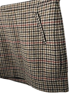 J. MINI saia Crew feminina lã Houndstooth tamanho 4 bolsos forrados academia hipster - Imagem 1 de 4