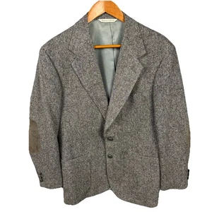 Vintage Stafford Blazer Sport Jacke Herren 40 R grau Harris Tweed Ellenbogen Patch - Bild 1 von 7