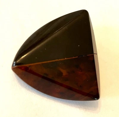 Large Vintage 2-piece Laminated Tortoise Shell/Black Triangular Bakelite Button - Image 1 of 4
